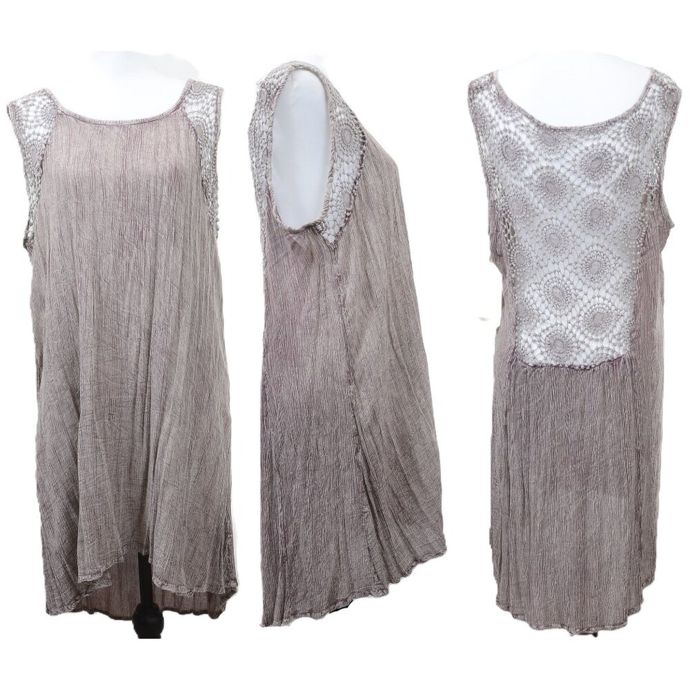NEW Exist Boho Crochet Tank Dress Tunic Hippie Beach Coverup Swim Women's MD